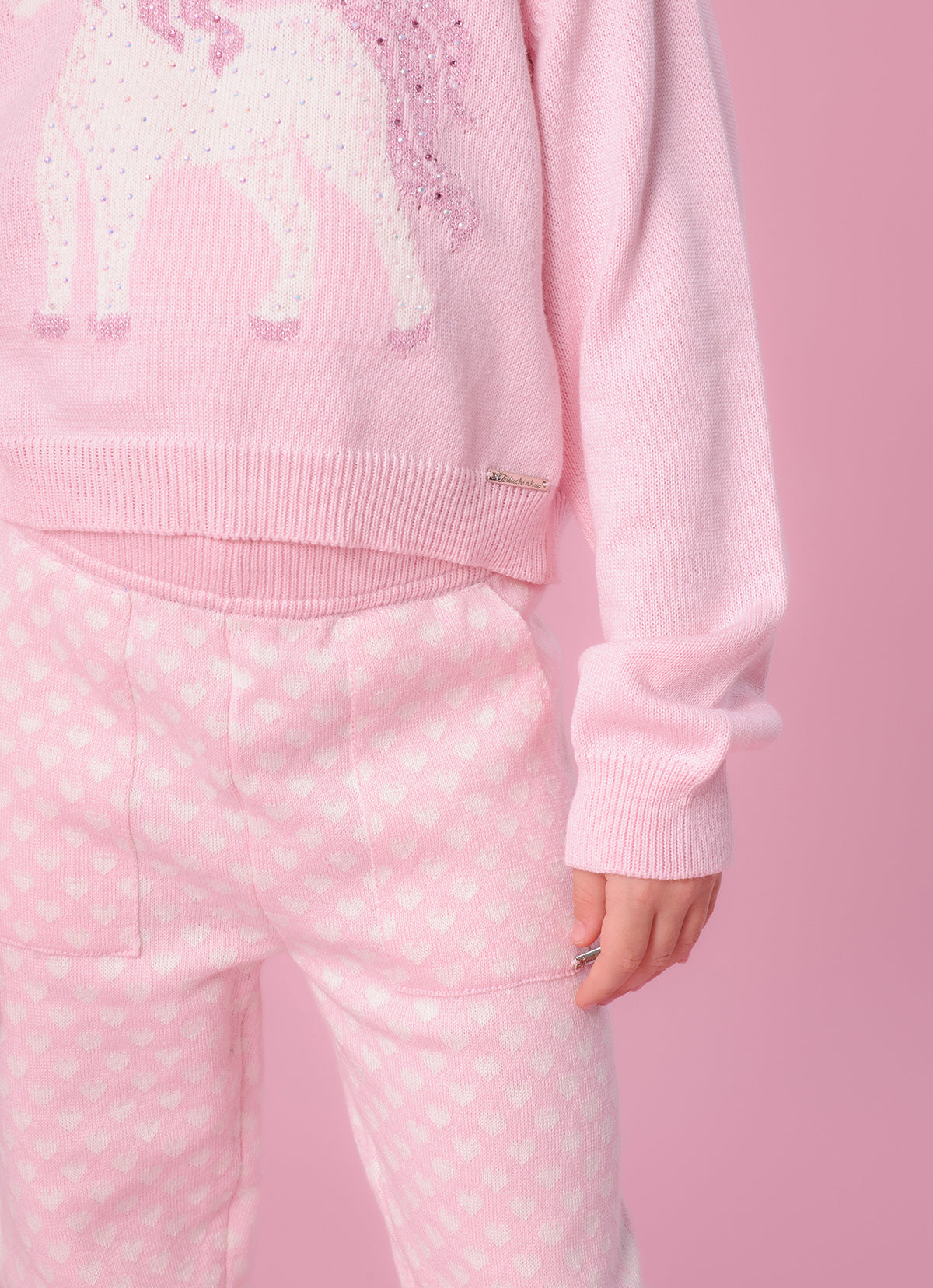 Blusa Tricot Cropped Unicórnio Cristal