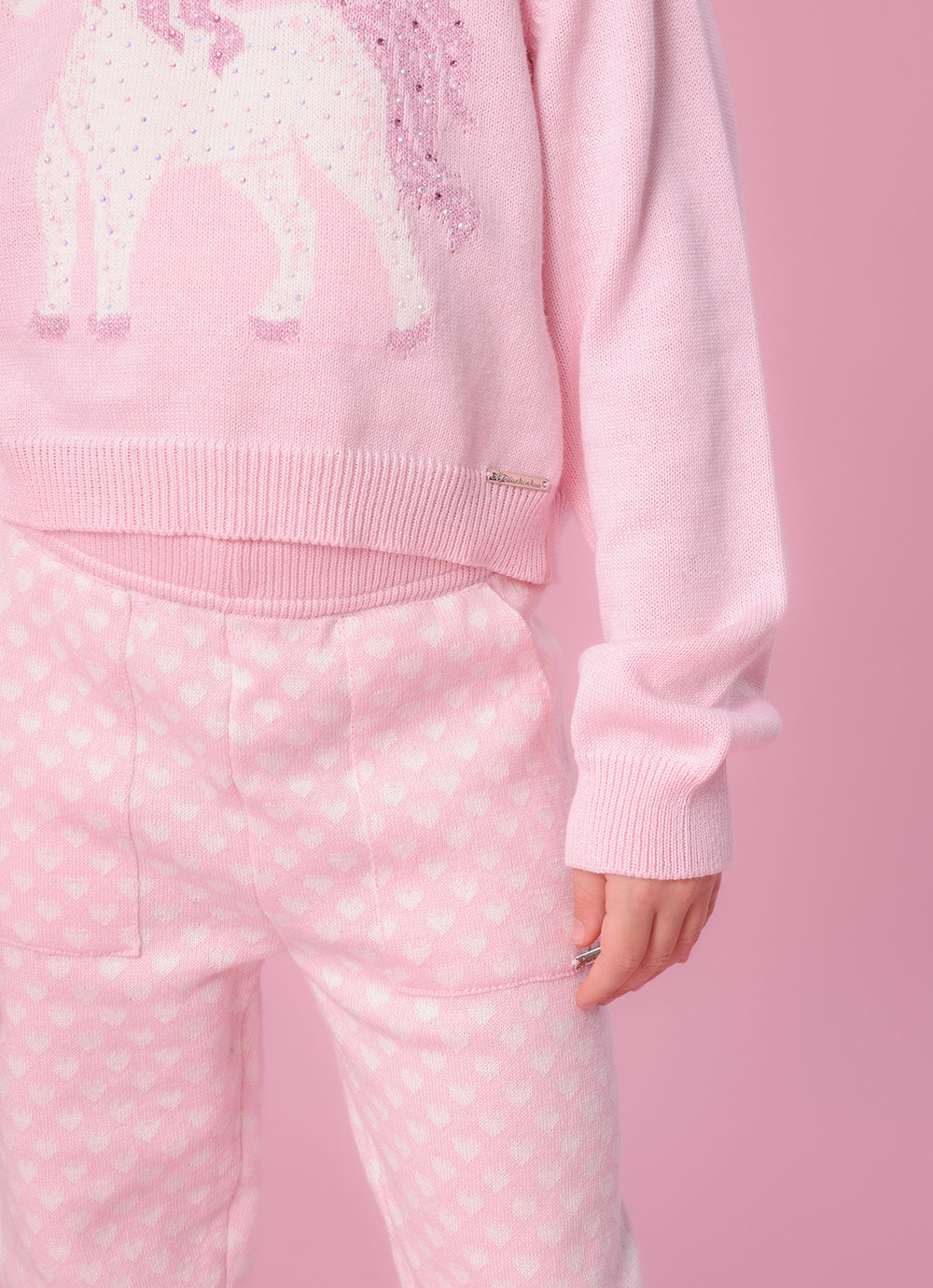 Blusa Tricot Cropped Unicórnio Cristal