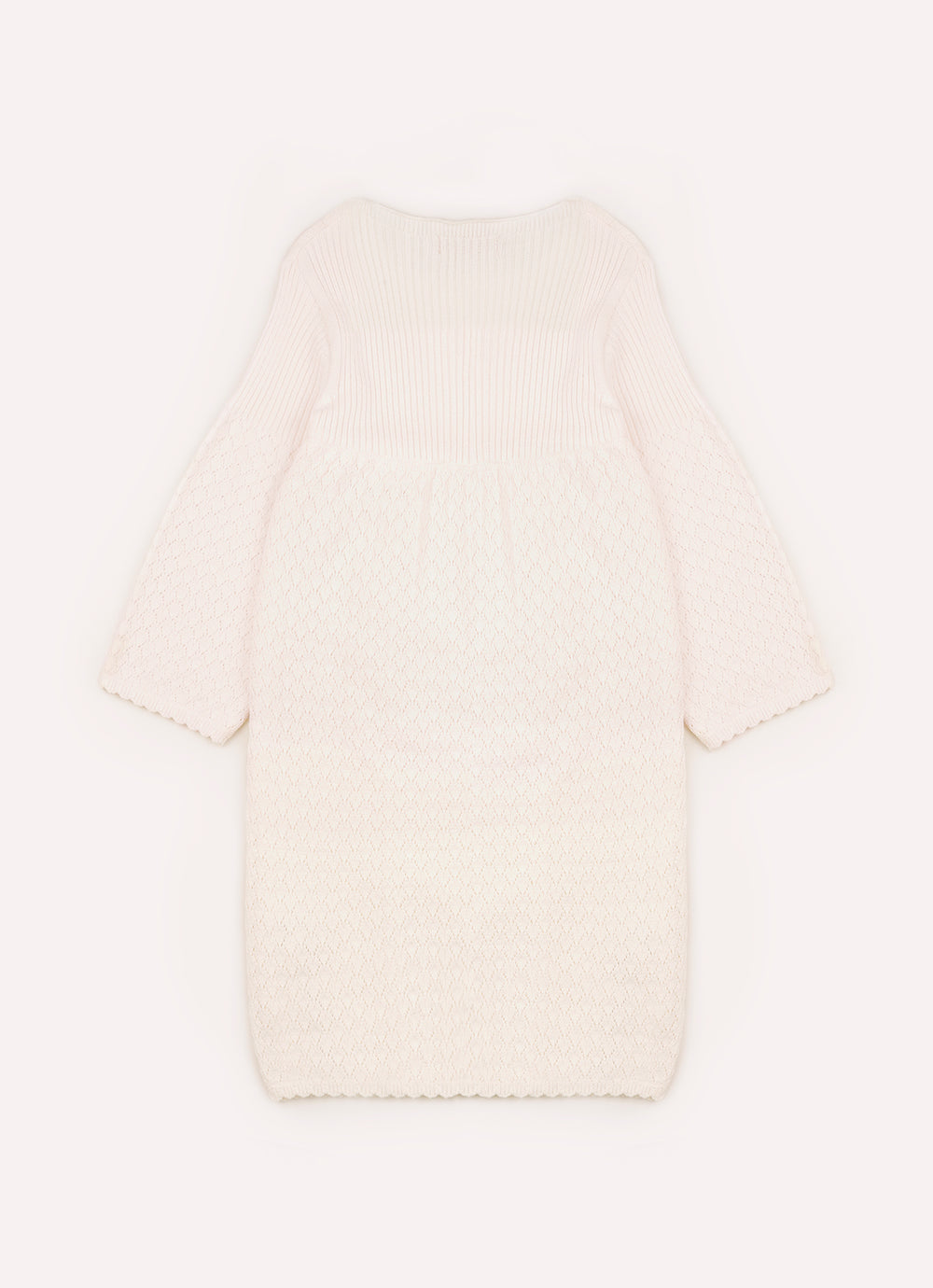 Vestido Tricot Ponto Rendado Manga Flare