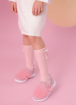 Vestido Tricot Ponto Rendado Manga Flare