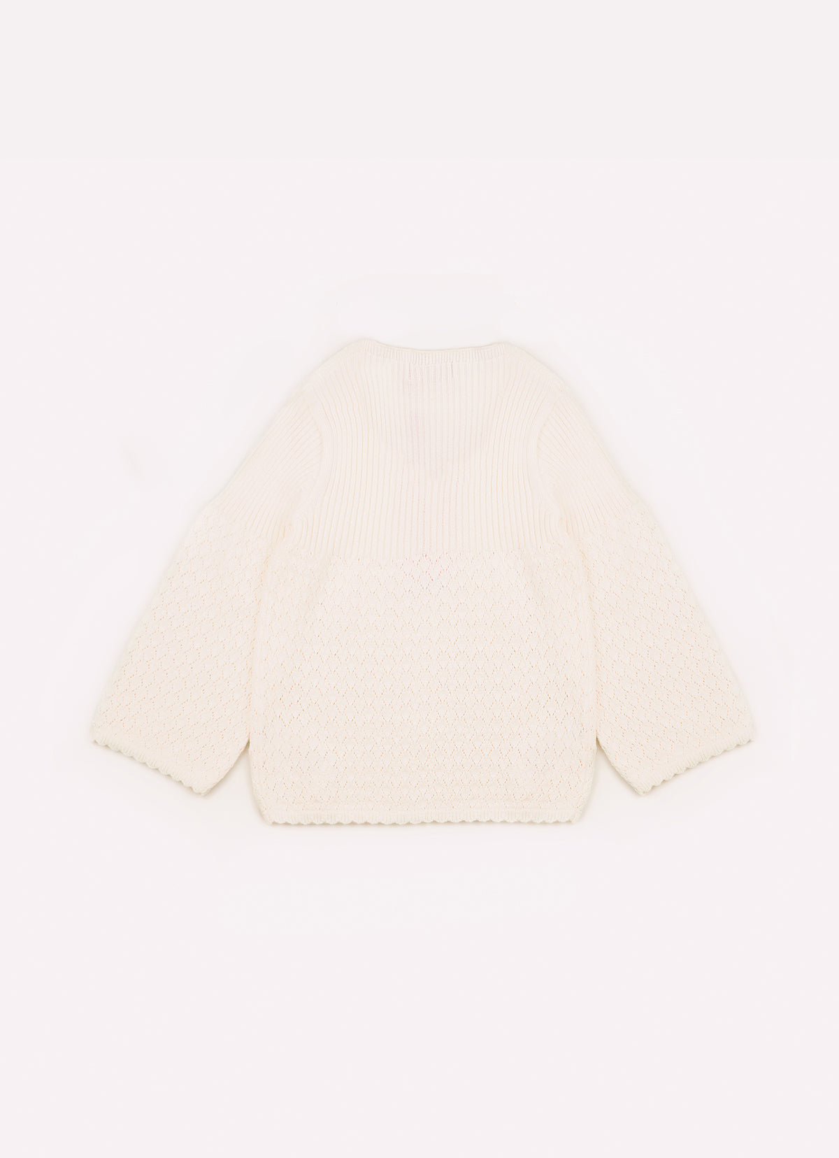 Blusa Tricot Ponto Rendado Manga Longa Flare