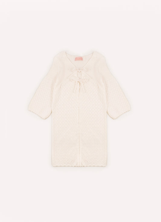 Casaco Tricot Longo Ponto Rendado Casaco Tricot Longo Ponto Rendado