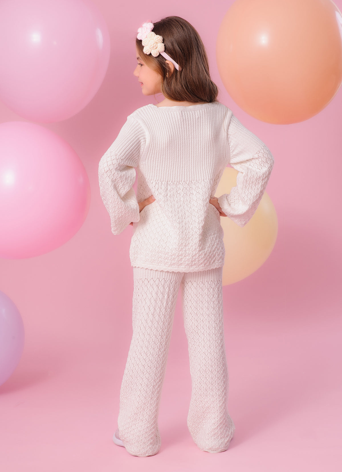 Calça Tricot Flare Ponto Rendado