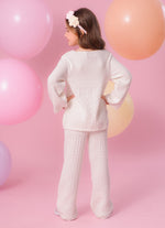 Calça Tricot Flare Ponto Rendado