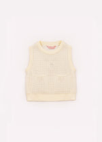 Colete Tricot Xadrez Com Brilho Bolsos