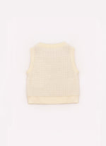 Colete Tricot Xadrez Com Brilho Bolsos
