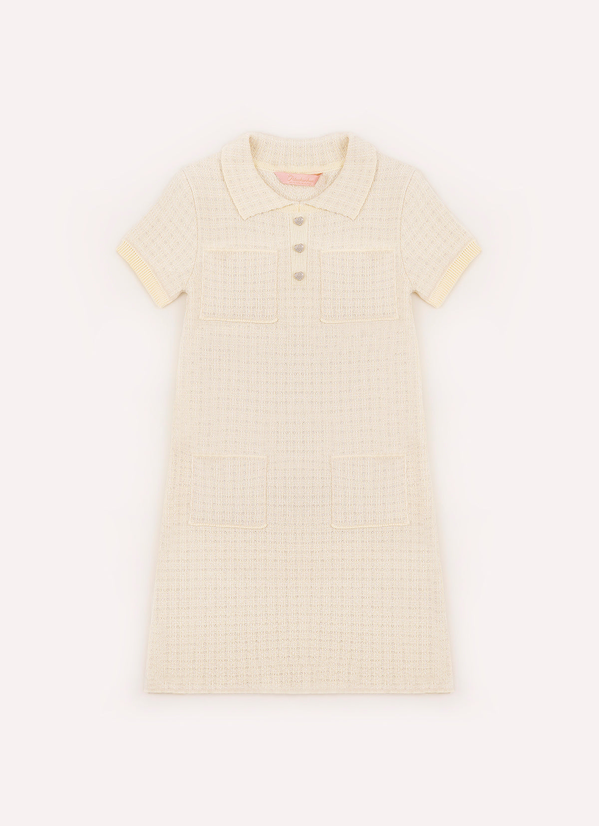 Vestido Tricot Xadrez Brilho Golinha Bolsos