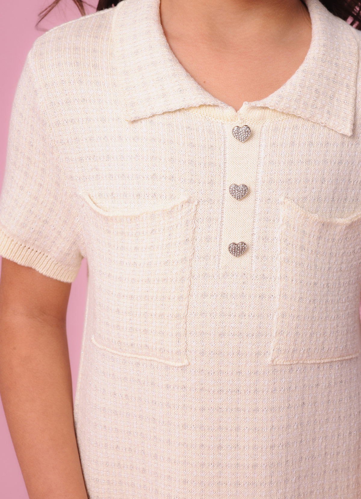 Vestido Tricot Xadrez Brilho Golinha Bolsos