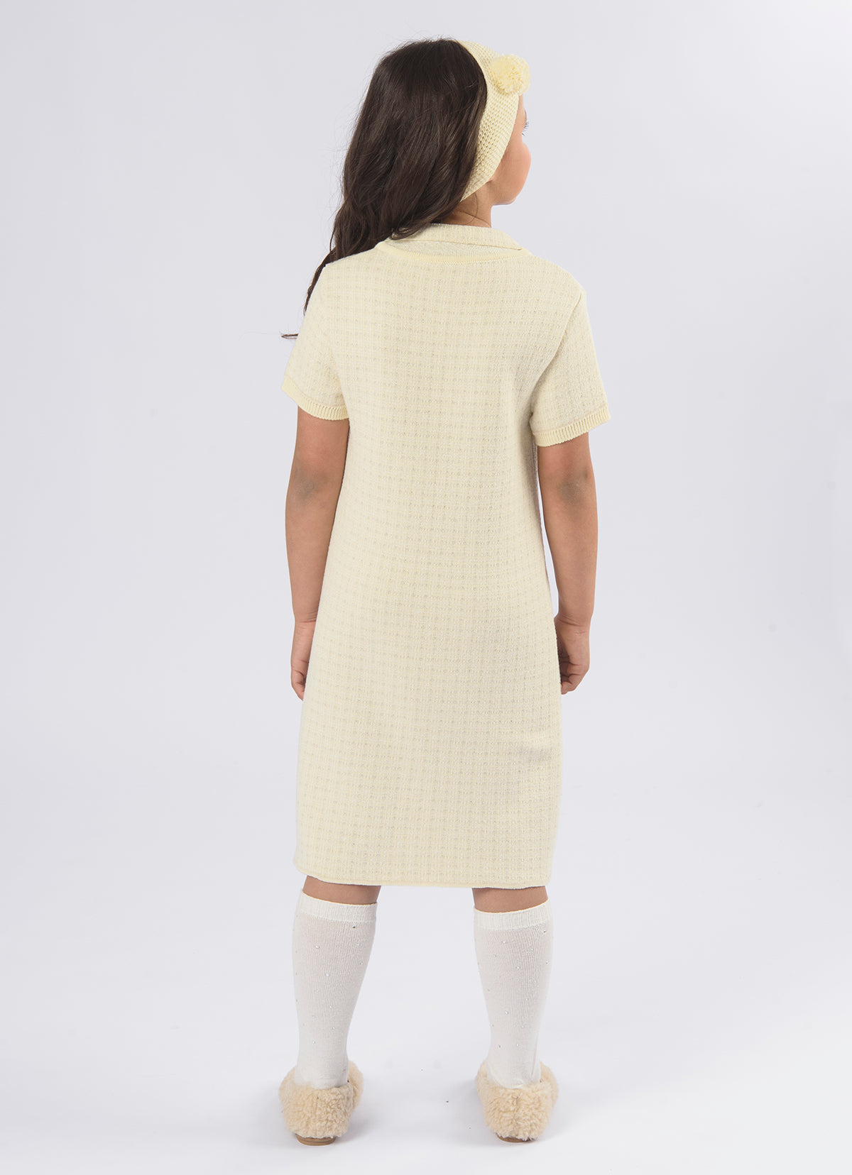 Vestido Tricot Xadrez Brilho Golinha Bolsos