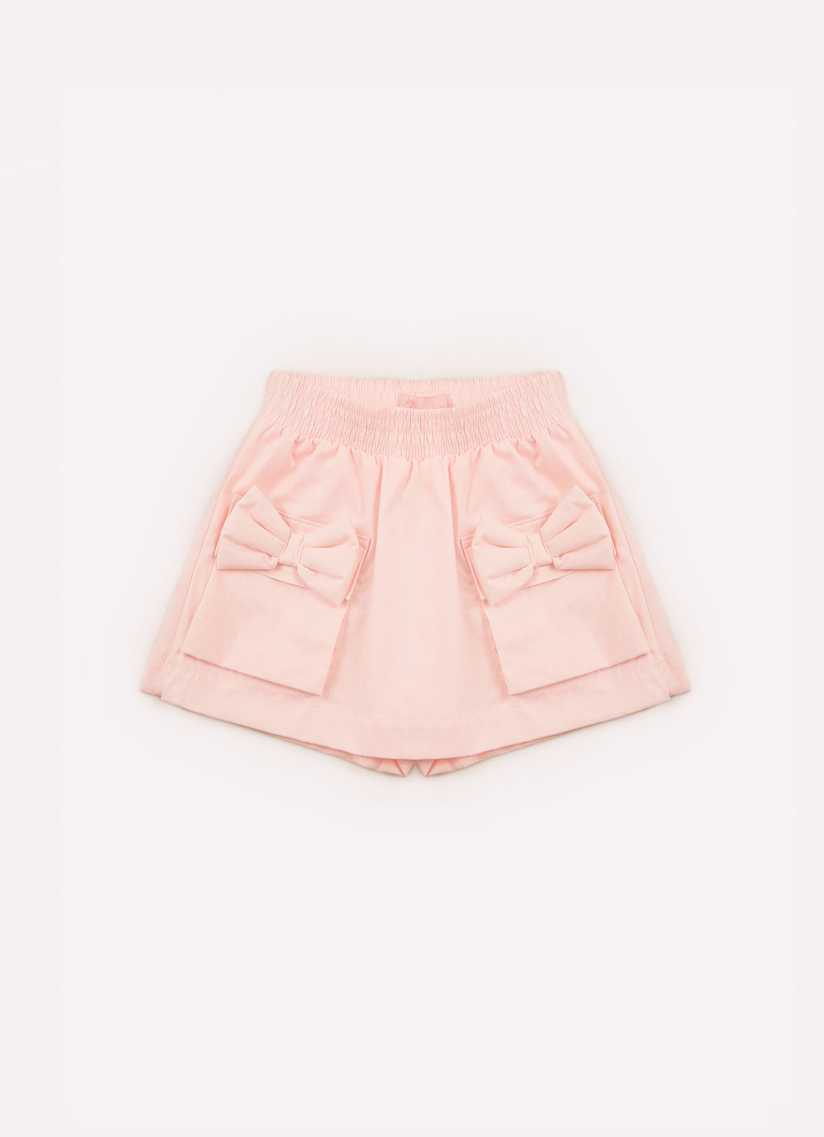 Saia Short Tricoline Bolsos Laços Puffer