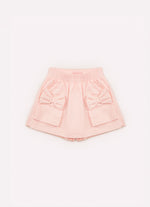 Saia Short Tricoline Bolsos Laços Puffer