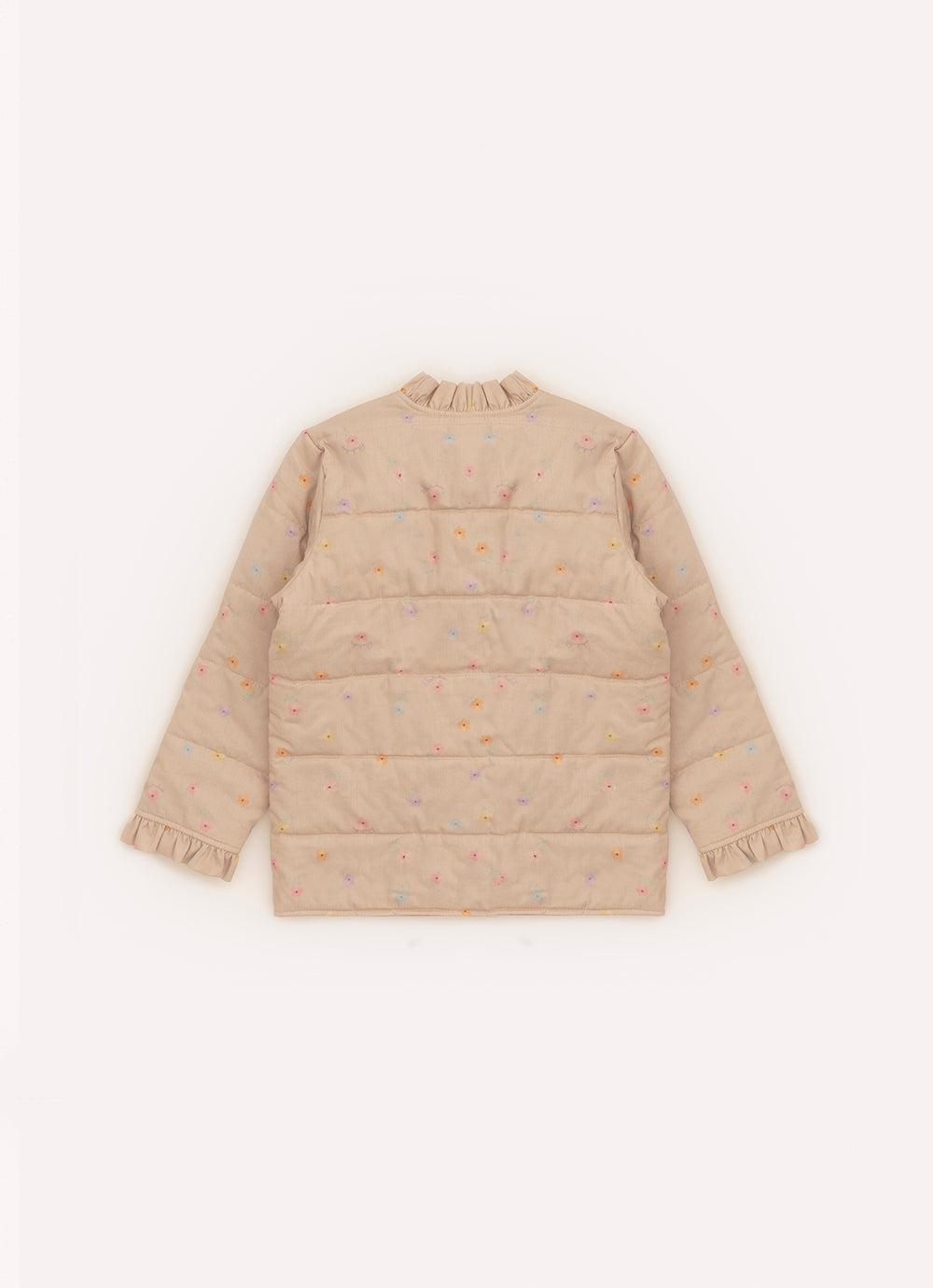 Maxi Casaco Puffer Algodão Estampado Florzinhas