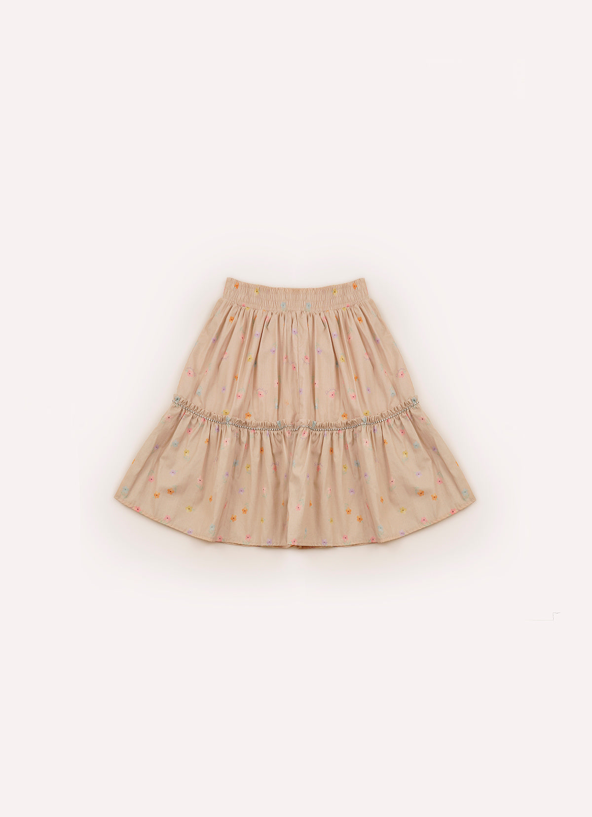 Saia Short Algodão Estampa Florzinhas Babado Cristal
