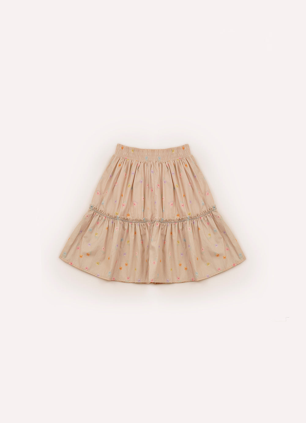 Saia Short Algodão Estampa Florzinhas Babado Cristal