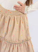 Saia Short Algodão Estampa Florzinhas Babado Cristal