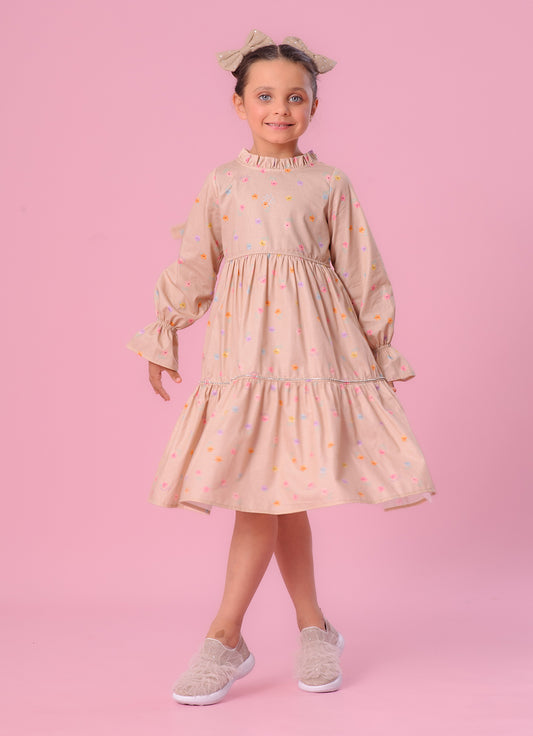 Vestido Algodão Estampado Babadinho Gola Vestido Algodão Estampado Babadinho Gola