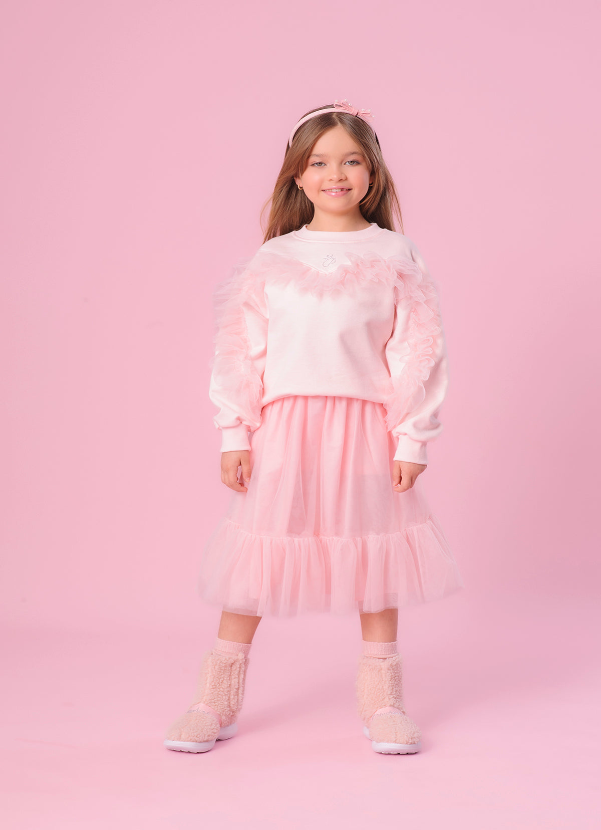 Blusa Moletom Babado Tule
