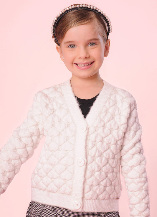 Casaco Tricot Texturizado Coração Casaco Tricot Texturizado Coração