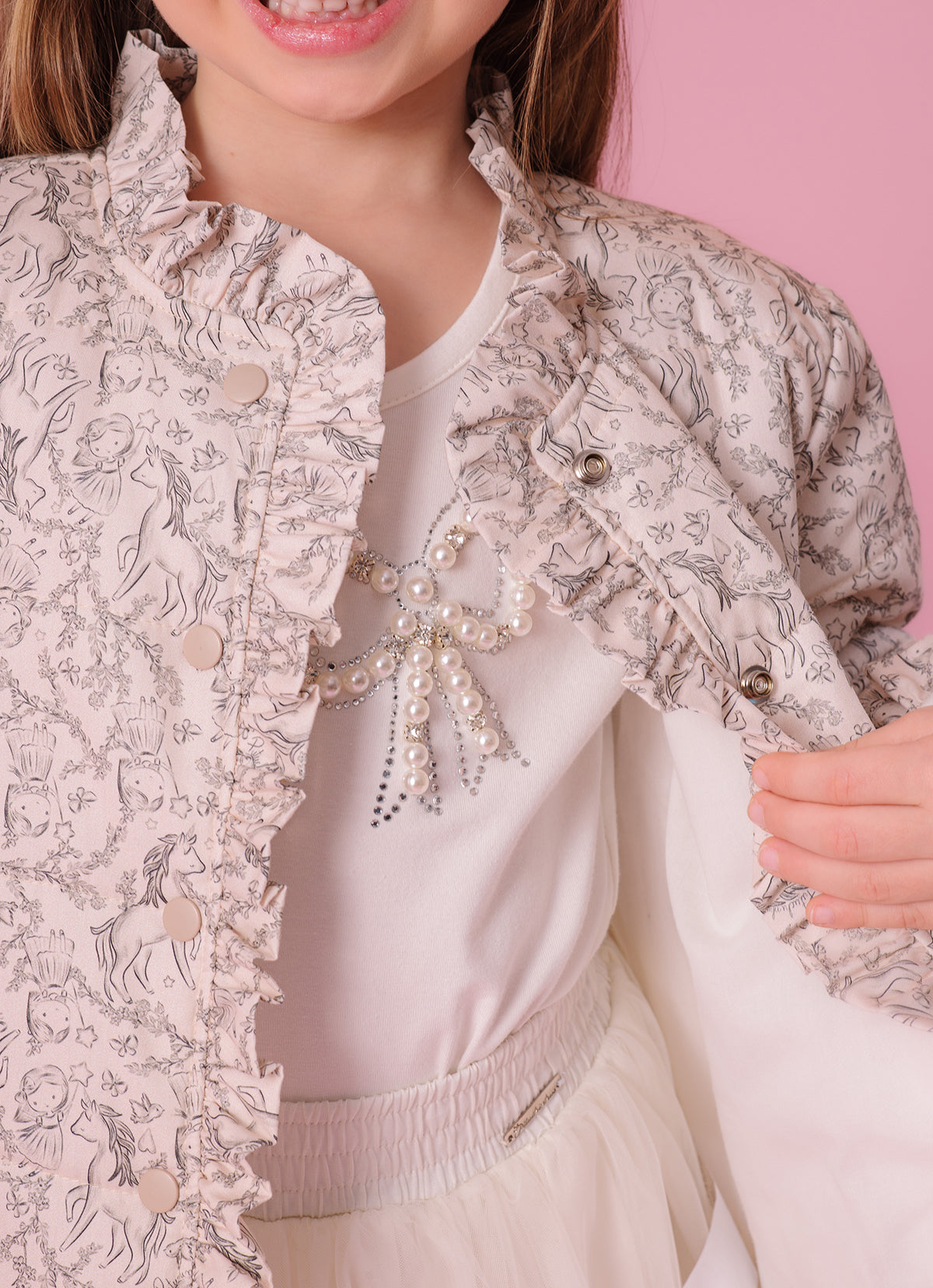 Jaqueta Puffer Algodão Estampado