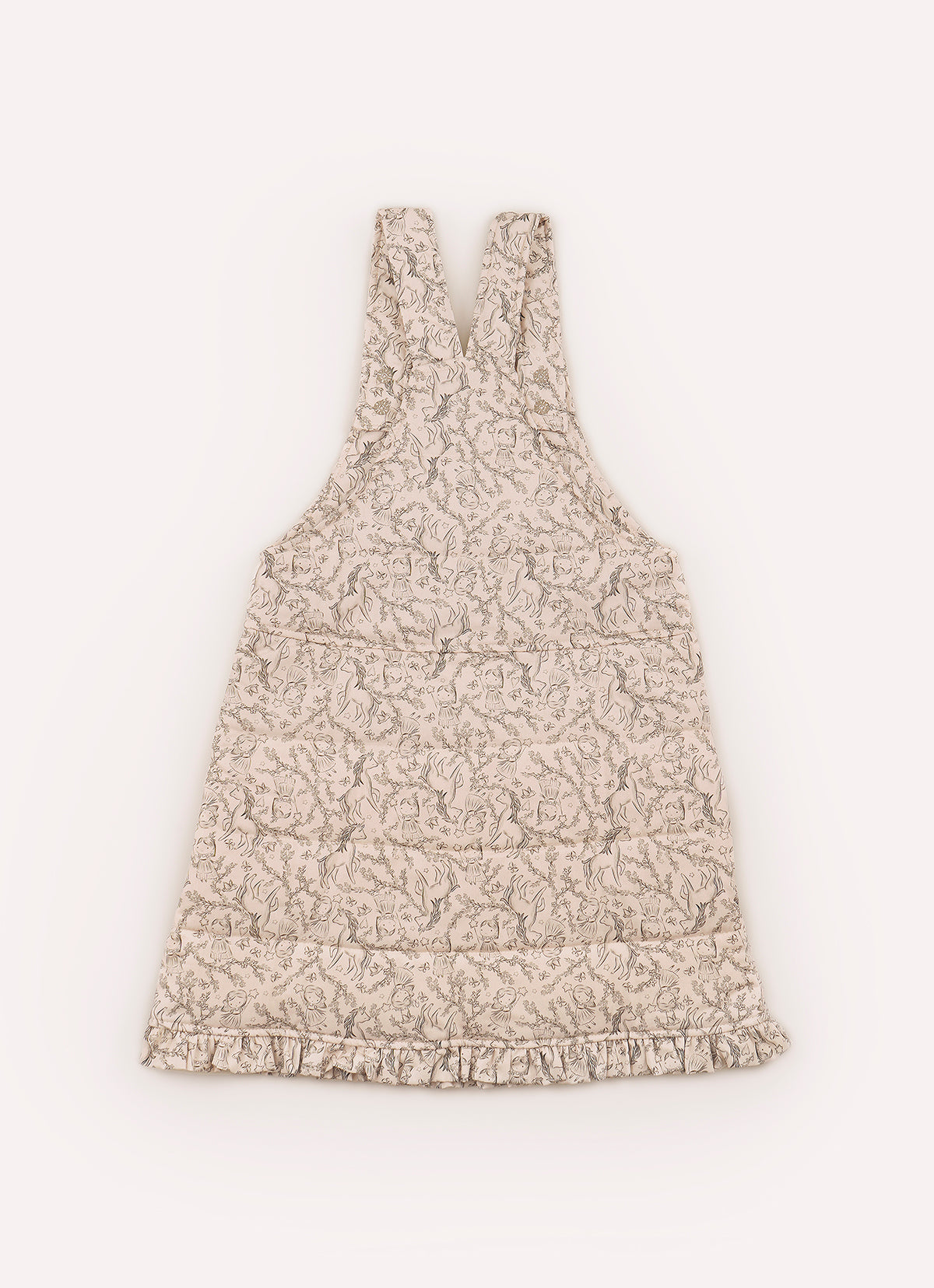 Jardineira Puffer Algodão Estampada Toile Babadinho
