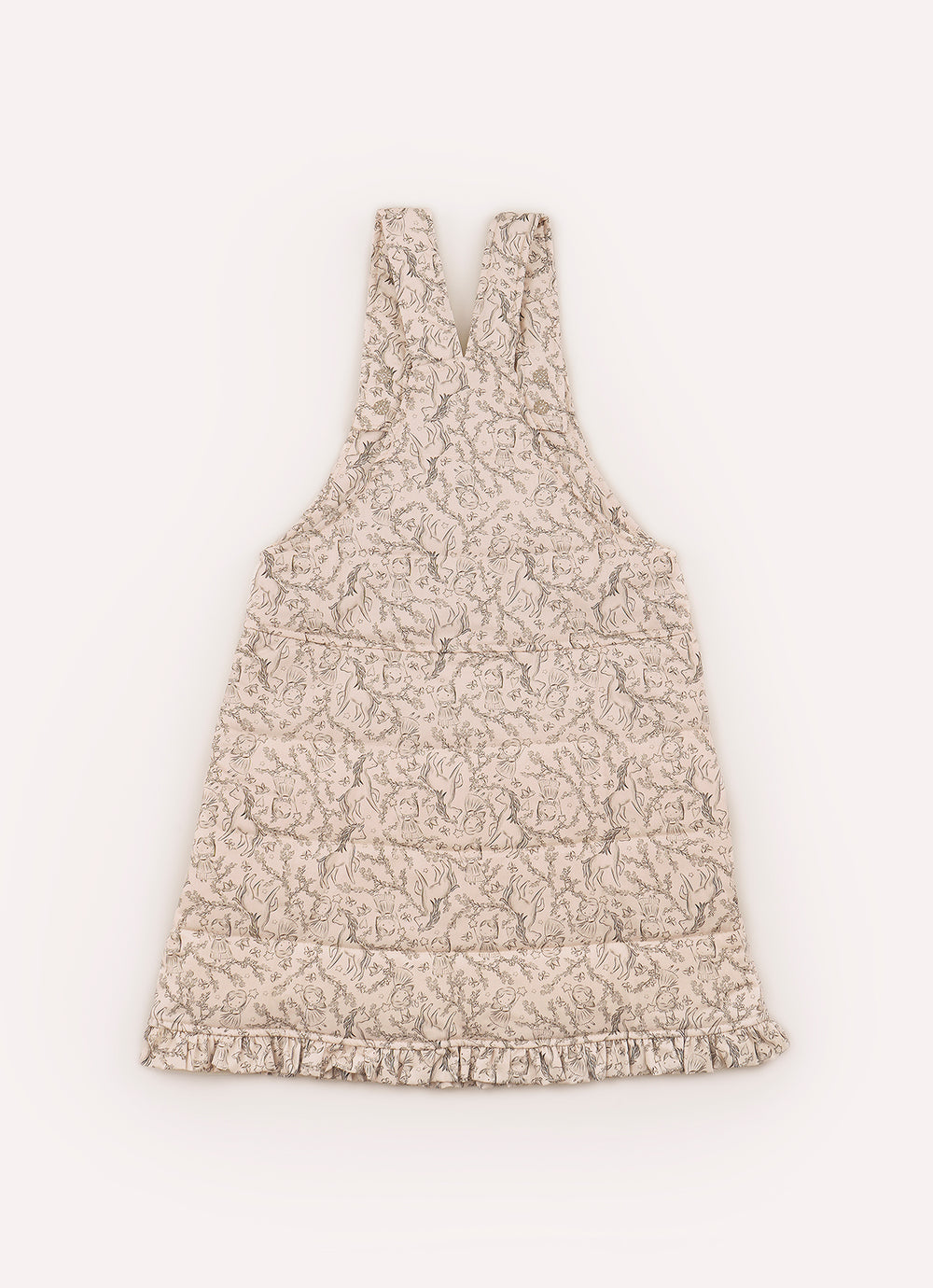 Jardineira Puffer Algodão Estampada Toile Babadinho