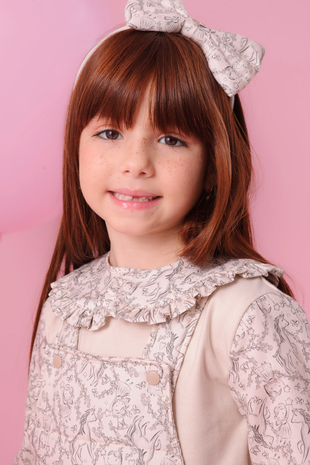 Jardineira Puffer Algodão Estampada Toile Babadinho