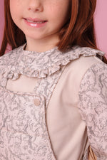Jardineira Puffer Algodão Estampada Toile Babadinho