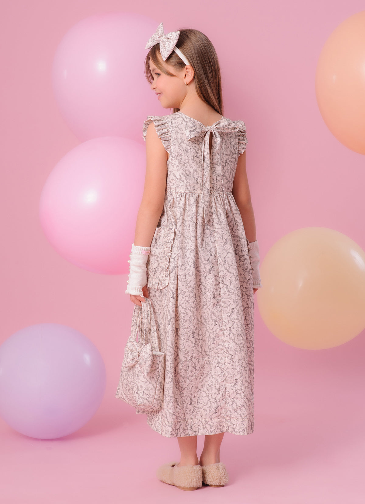 Vestido Midi Algodão Estampado Toile