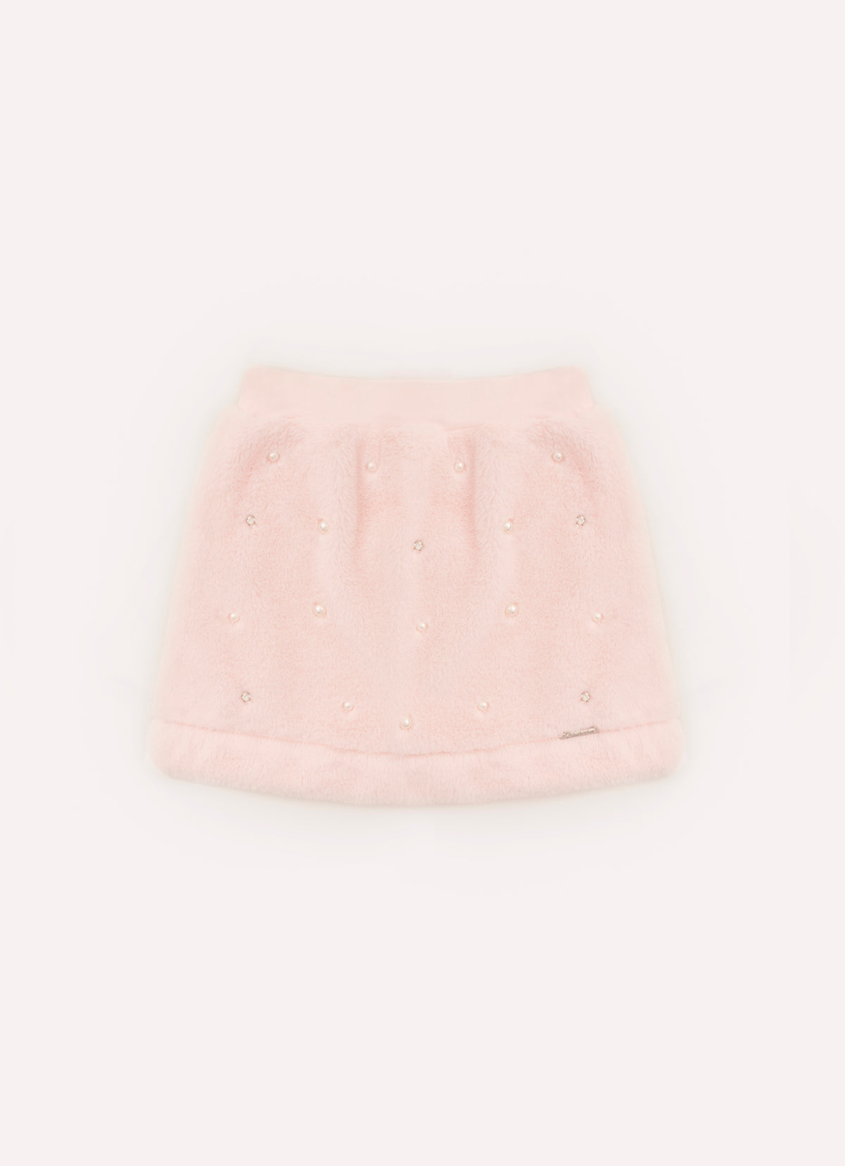 Saia Short Pele Bordado Pérolas e Cristais