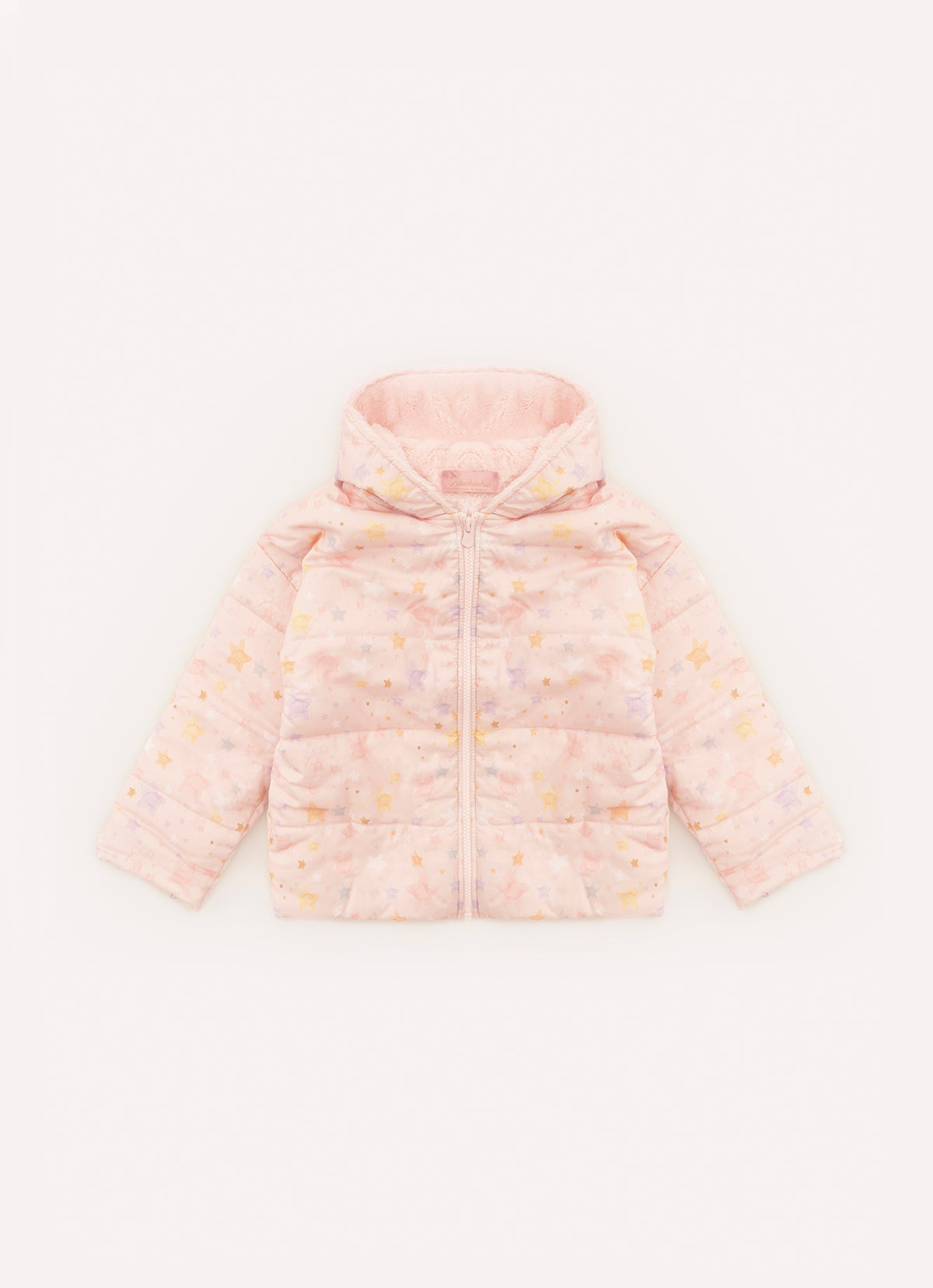 Casaco Puffer Algodão Estampado Estrelas Forro Pele