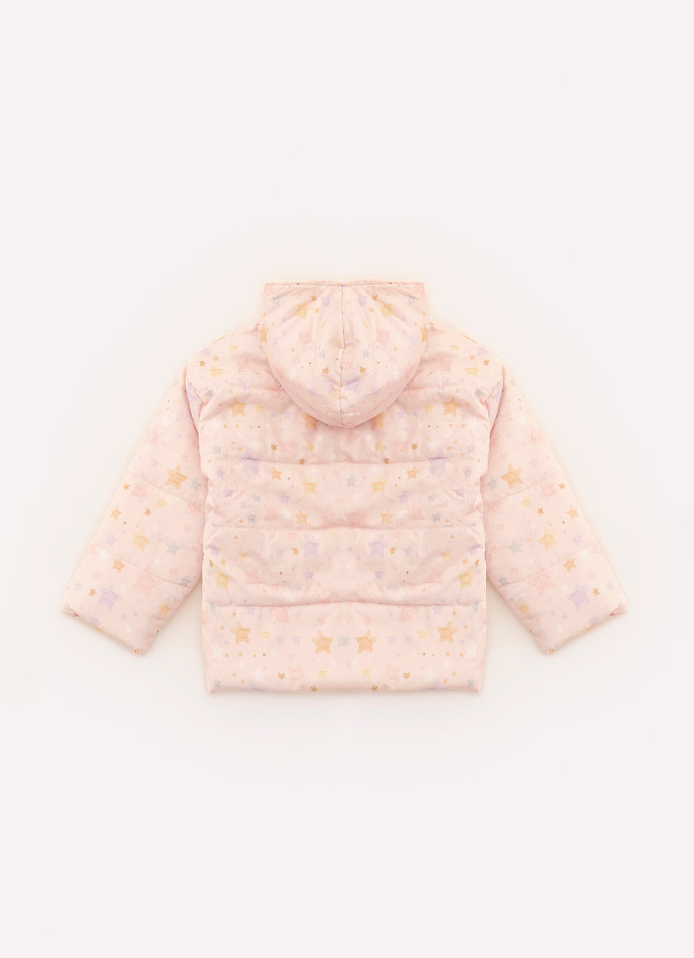 Casaco Puffer Algodão Estampado Estrelas Forro Pele