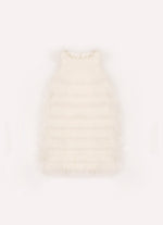 Vestido Babado Tule Colar Bordado