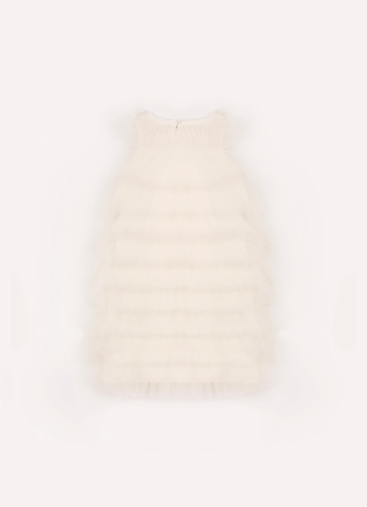 Vestido Babado Tule Colar Bordado