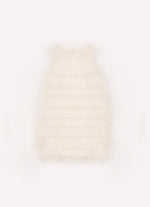 Vestido Babado Tule Colar Bordado