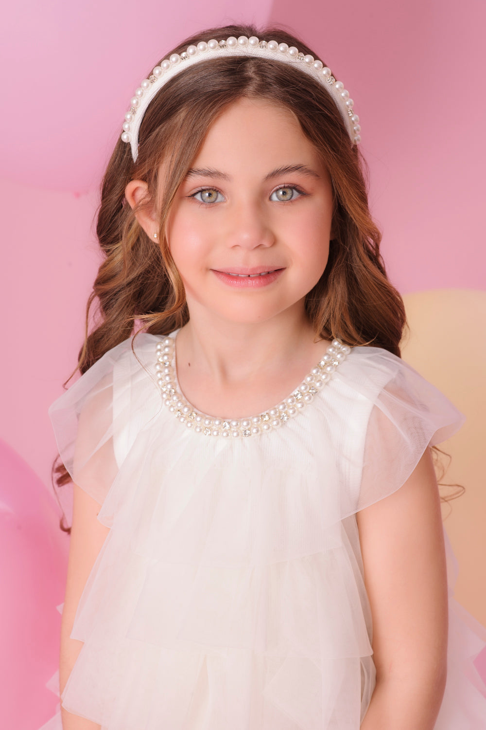Vestido Babado Tule Colar Bordado