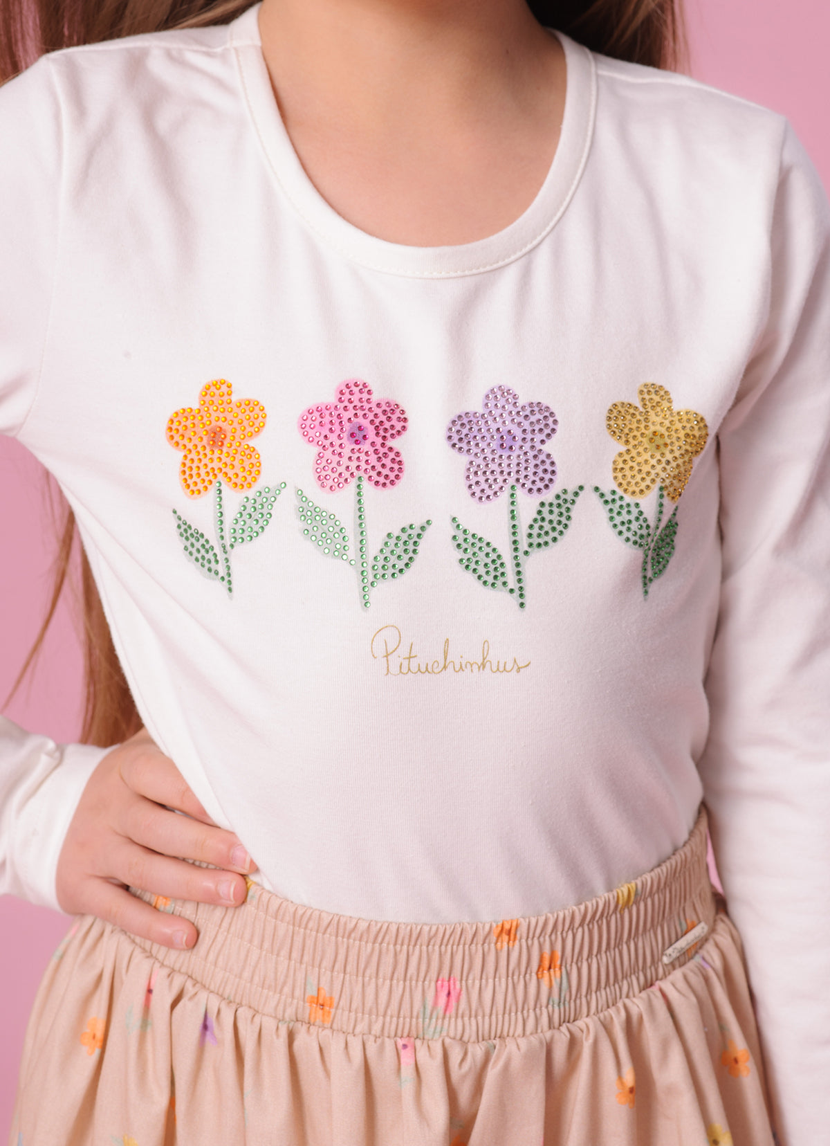 Blusa Cotton Flores Coloridas Cristal