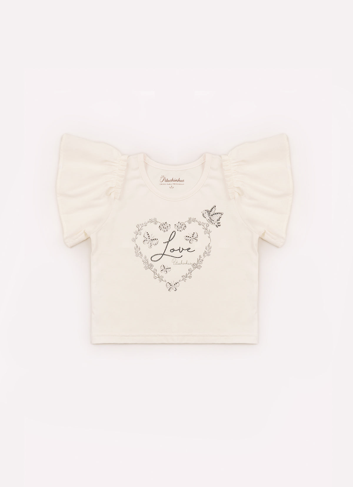 Blusa Cotton Serigrafia Coração Love Algodão