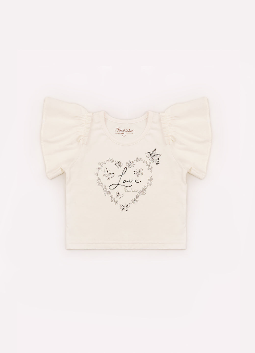 Blusa Cotton Serigrafia Coração Love Algodão