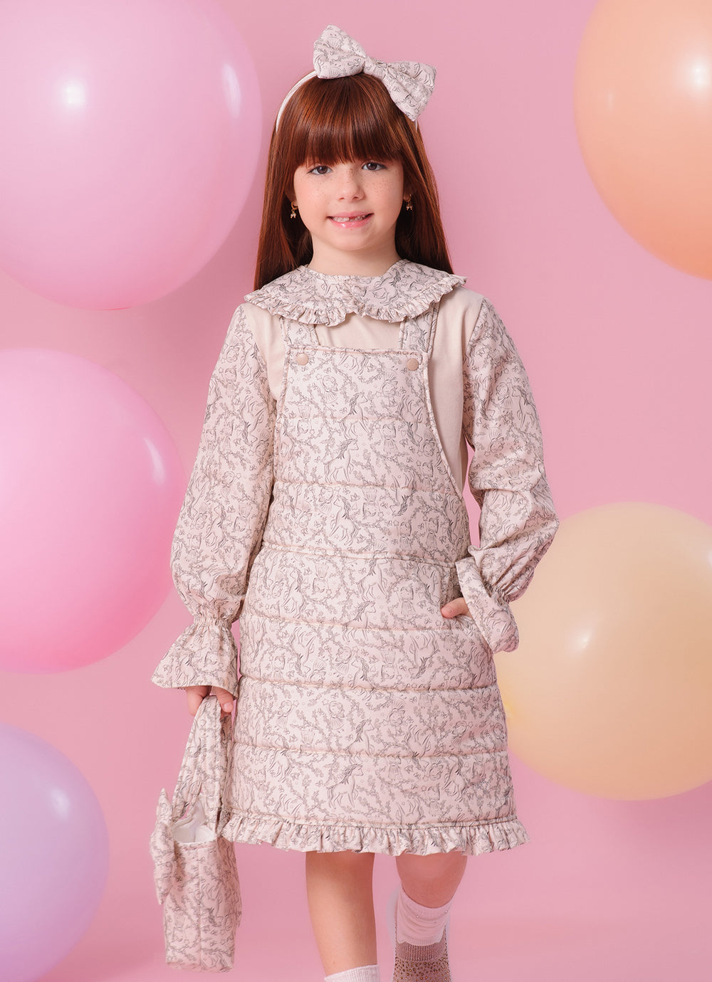 Blusa Cotton Manga e Gola Algodão Estampada Toile