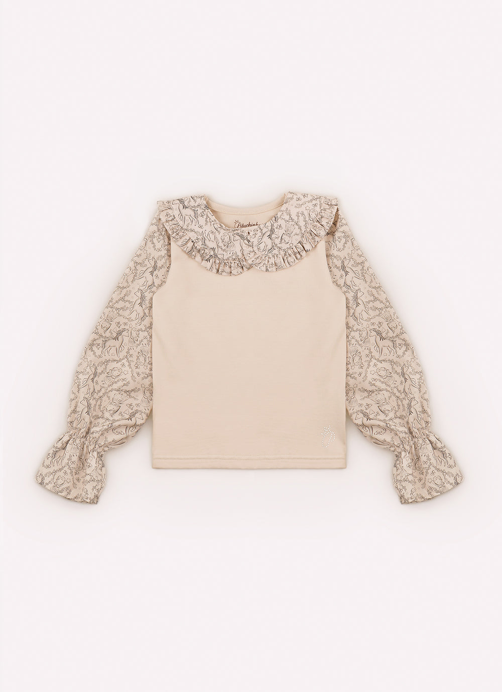Blusa Cotton Manga e Gola Algodão Estampada Toile
