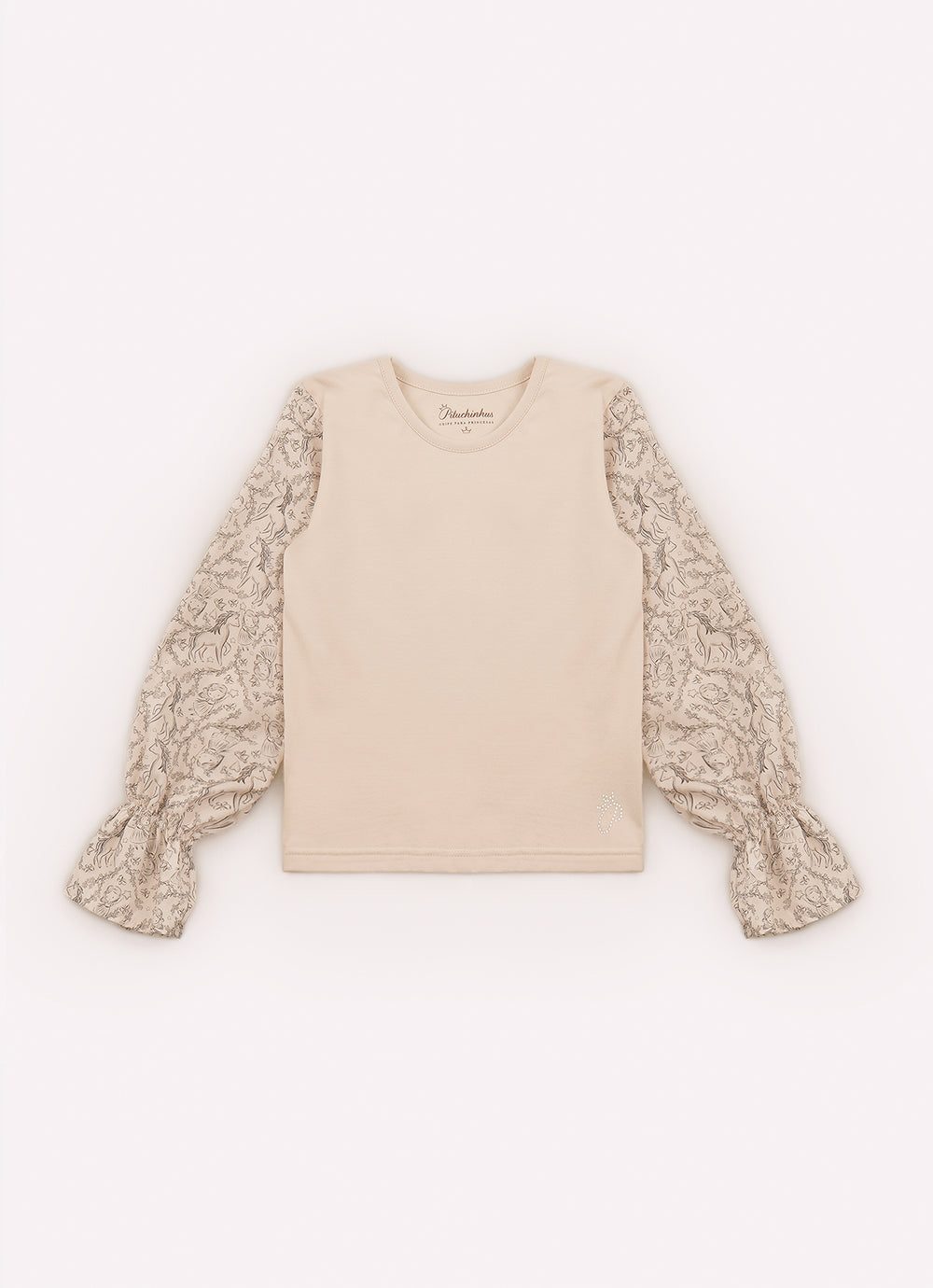 Blusa Cotton Manga e Gola Algodão Estampada Toile