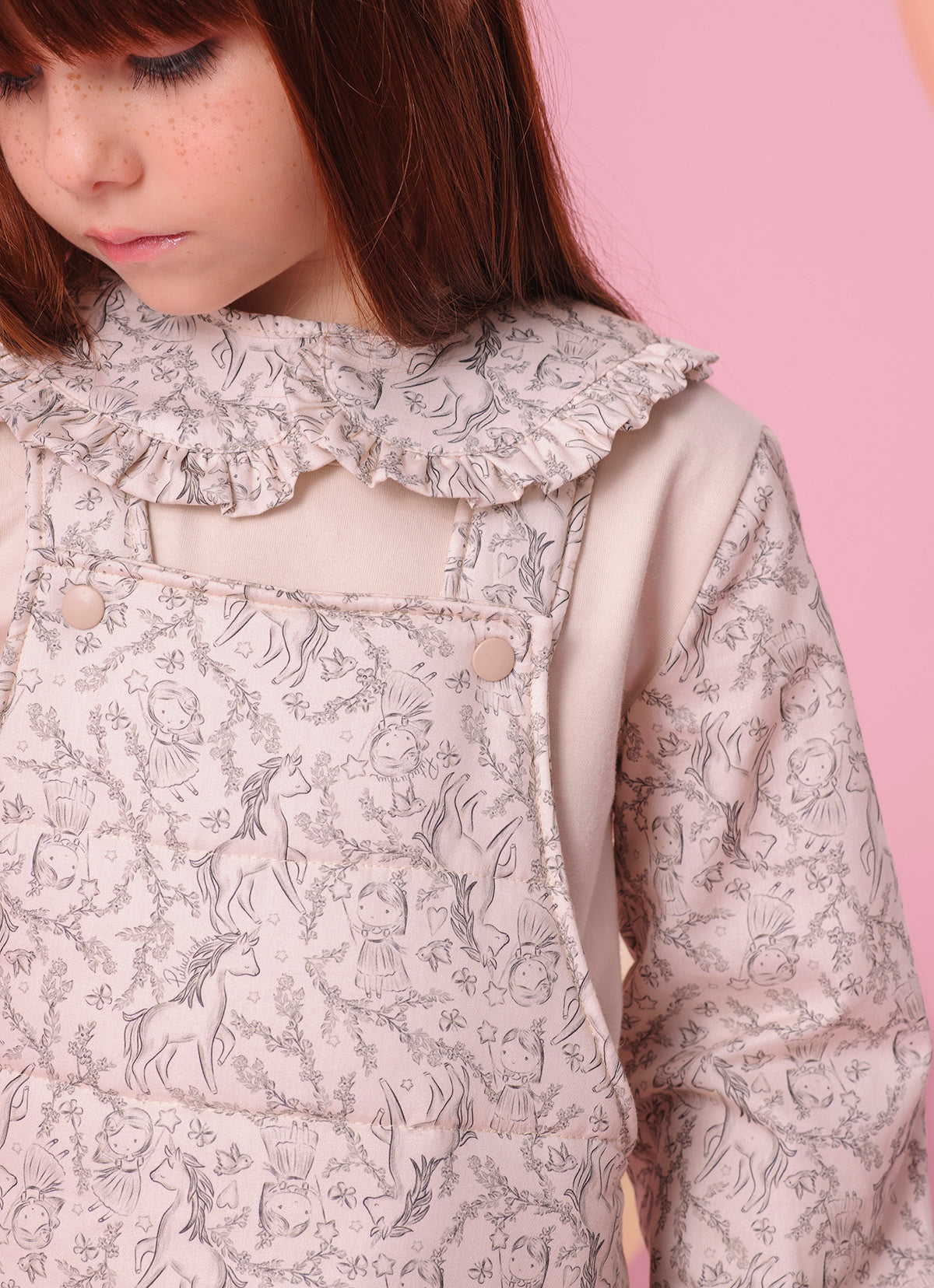 Blusa Cotton Manga e Gola Algodão Estampada Toile