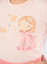 Blusa Cotton Serigrafia Fadinhas Saia Tule