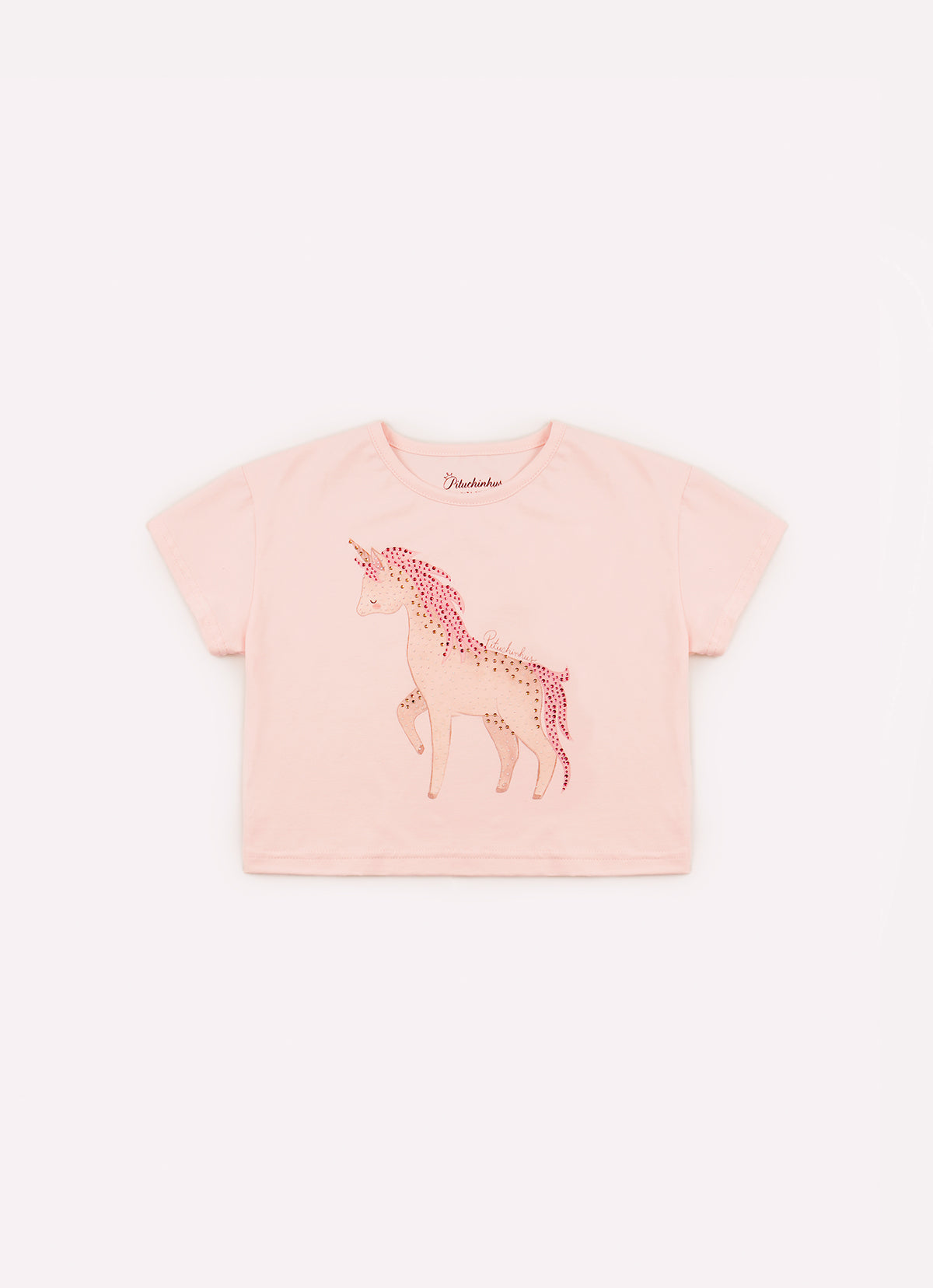 Blusa Cotton Cropped Unicórnio Cristais