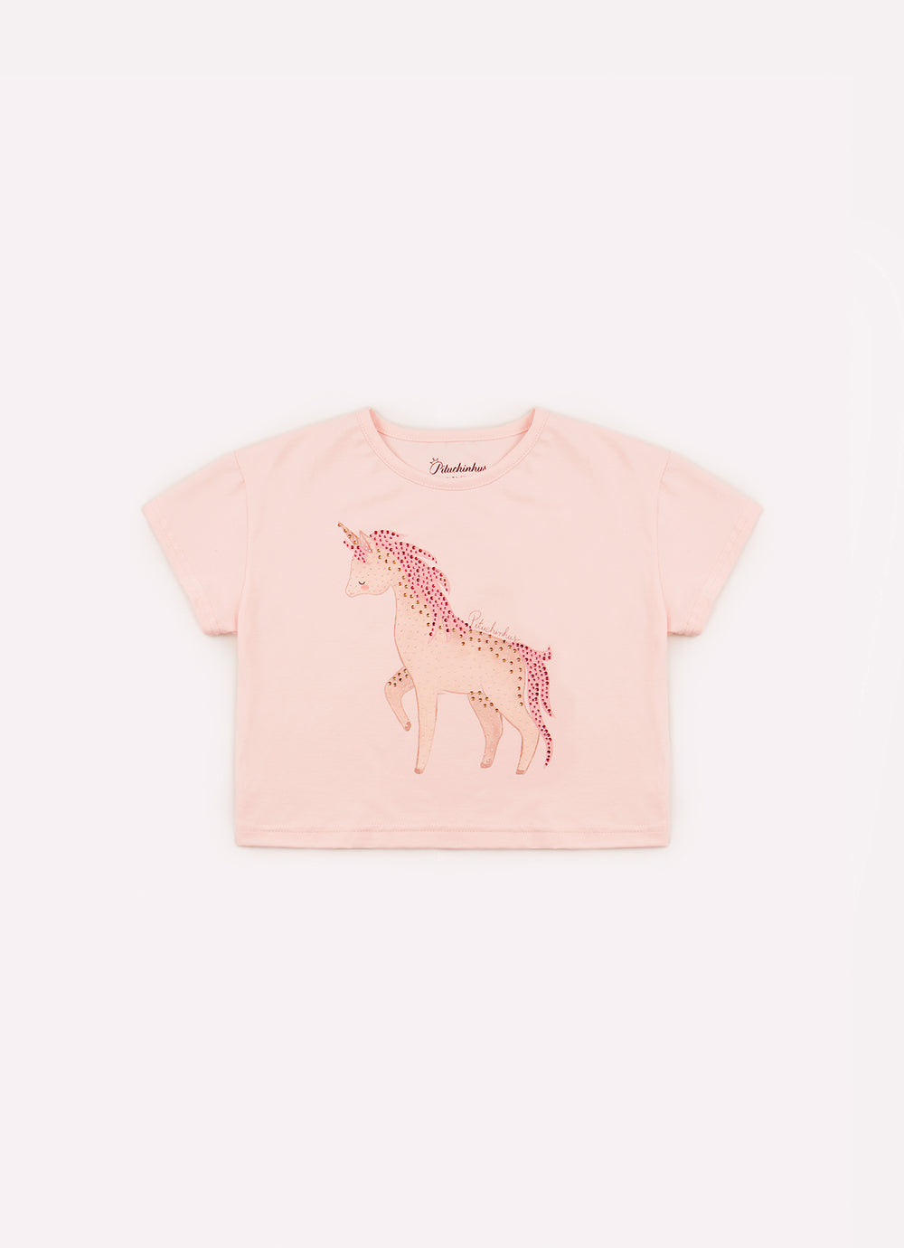 Blusa Cotton Cropped Unicórnio Cristais