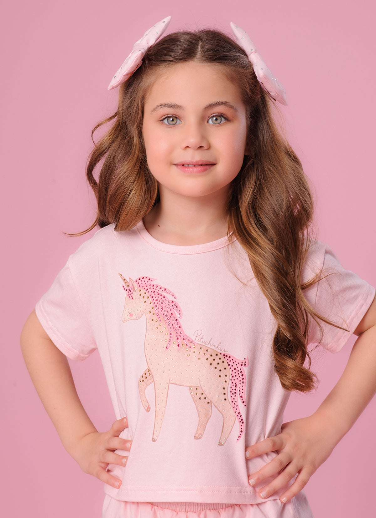Blusa Cotton Cropped Unicórnio Cristais