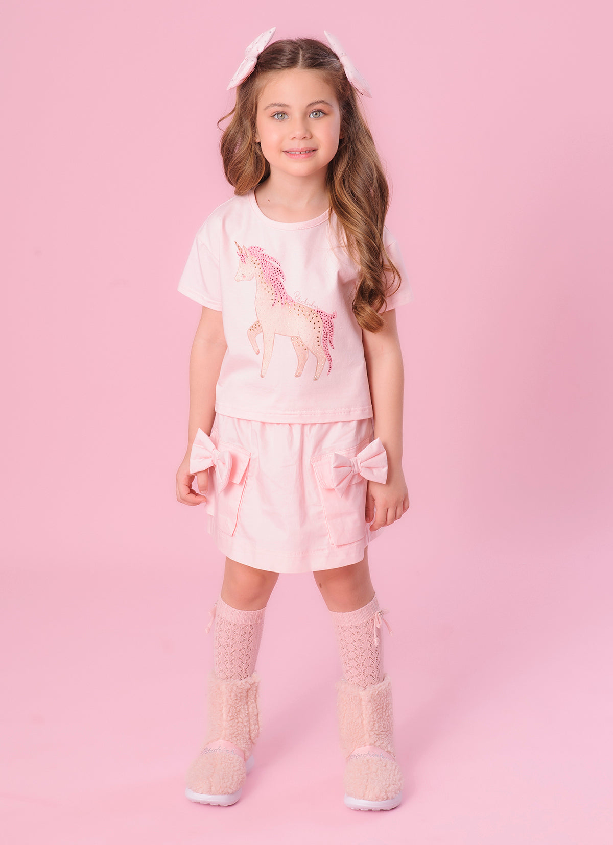 Blusa Cotton Cropped Unicórnio Cristais