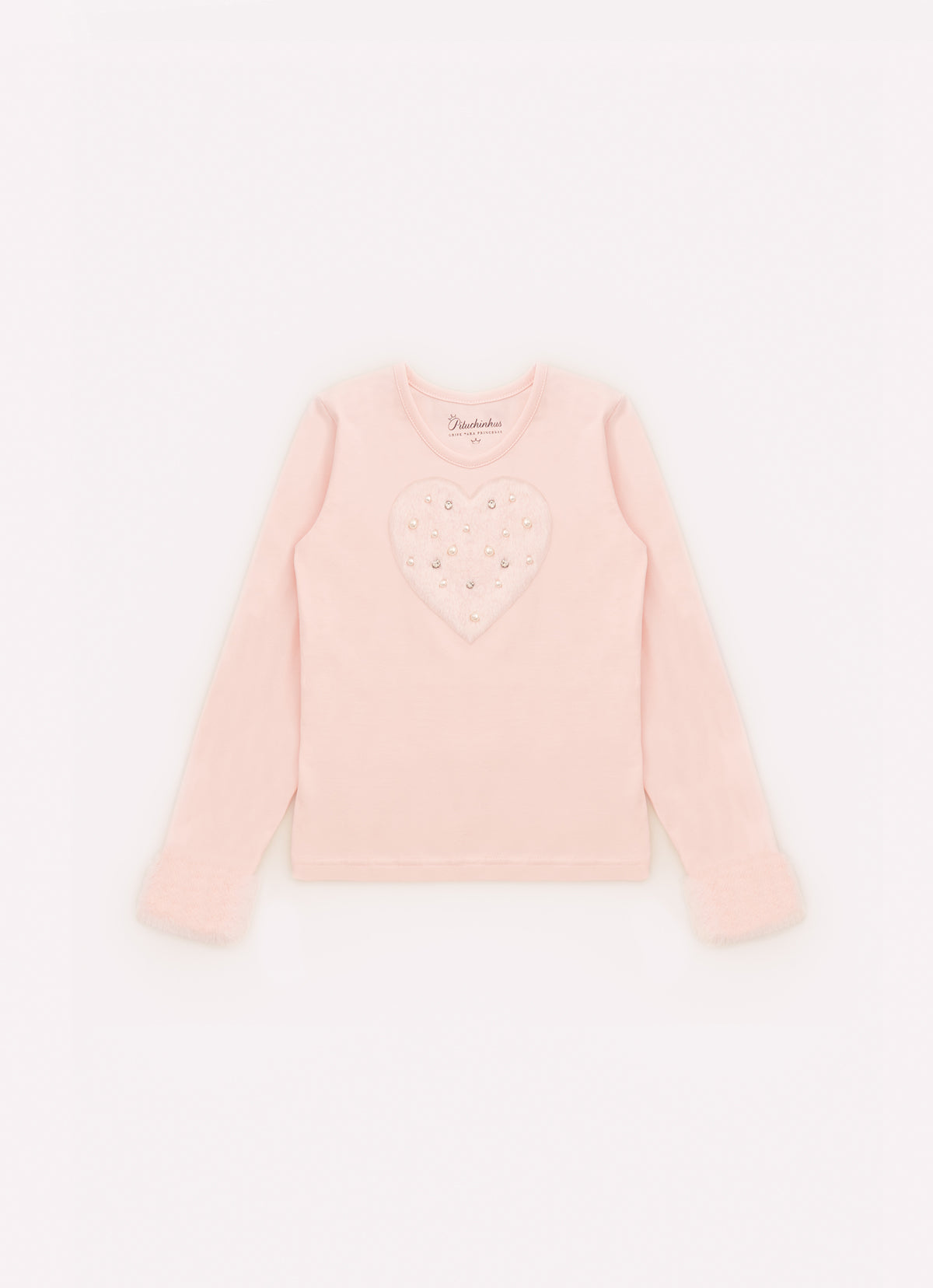 Blusa Cotton Coração e Punhos Pele