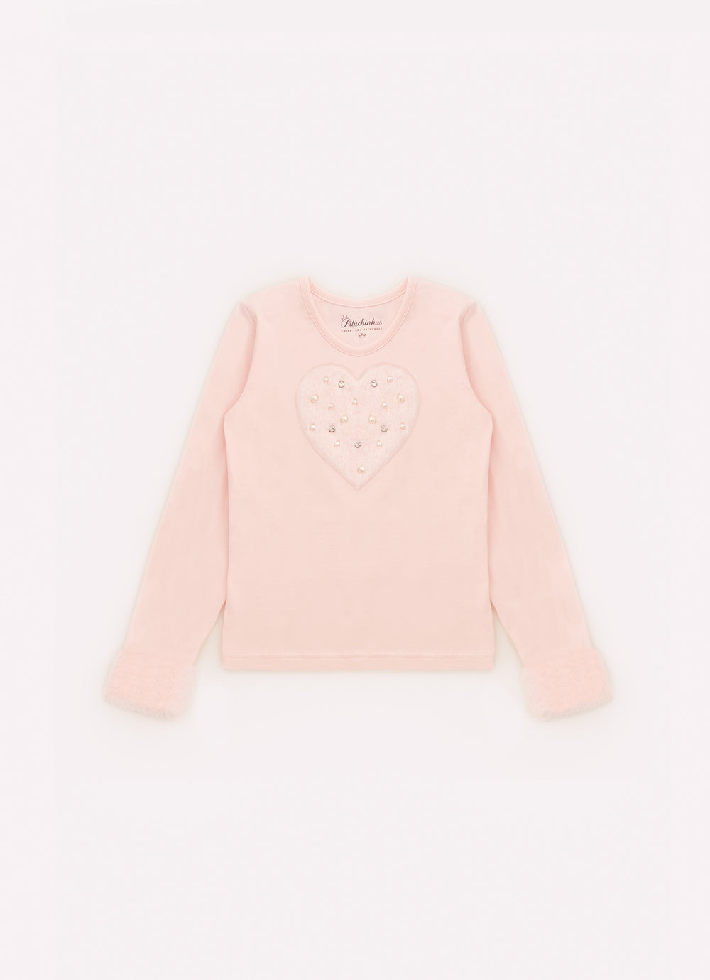 Blusa Cotton Coração e Punhos Pele