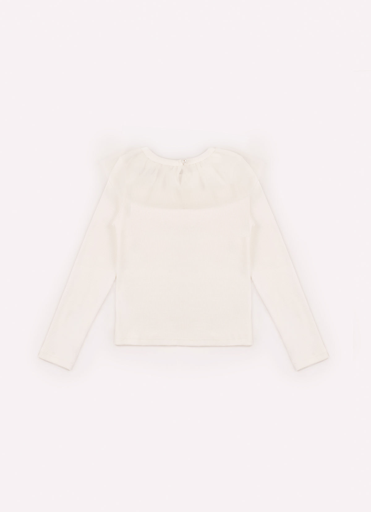 Blusa Ribana Gola Tule Bordado Pérolas e Cristais